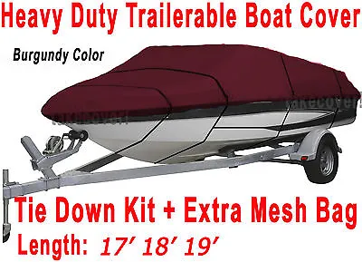 Bass Tracker V-nose Trailerable Boat Cover Burgundy Color Y4 • $135.89