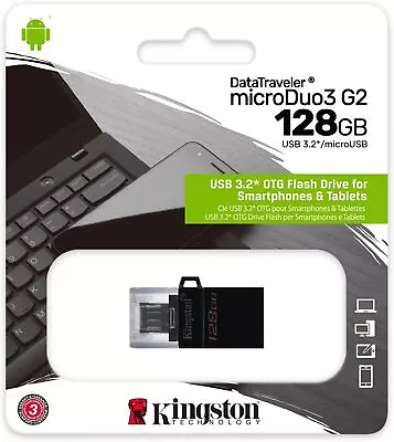 NEW Kingston DataTraveler MicroDuo3 16/32/64/128GB USB 3.2 DUAL Micro USB Drive • £15.19