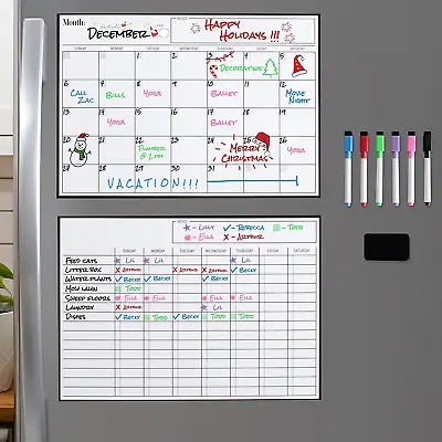 Cinch Magnetic Dry Erase Calendar & Chores Chart For Kids Bundle For Fridge: 2 B • $36.06