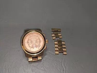 Michael Kors Watch Rose Gold Tone Chronograph 45mm Runway Oversized MK8096 (5A) • $69.99