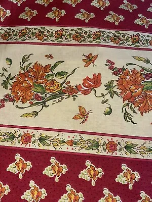 VENT DU SUD Red Orange Yellow Cream Striped Rectangular TABLECLOTH 57 X 102 • $13.50