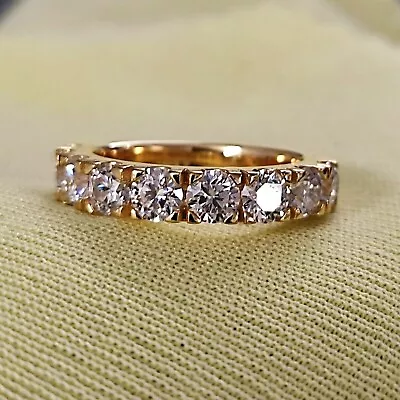 3Ct Round Cut Moissanite Eternity Wedding Band Ring Solid 14K Yellow Gold • $393.59