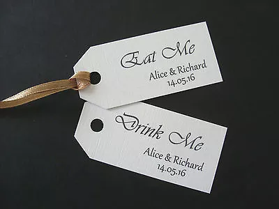£1.50 • Buy Personalised  Eat Me  Or  Drink Me  Favour Tags X 12 White/Ivory