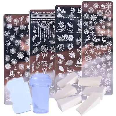 1Set Nail Polish Print Leaf Flower Dreamcatcher Snowflake Stamper ScrapperSponge • $15.34