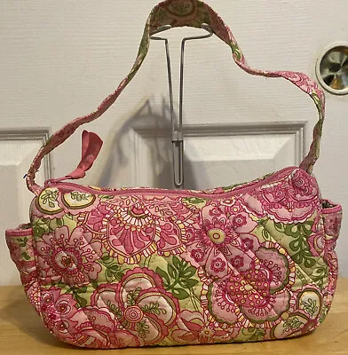 VERA BRADLEY Petal Pink Flower Maggie Purse Bag With Zip • $10.75