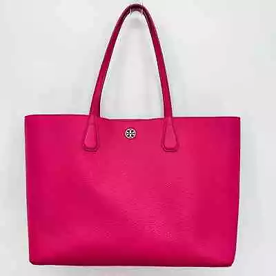 Tory Burch Bag Tote Perry Shoulder Laptop Purse Hot Pink Monogram Large Leather • $200