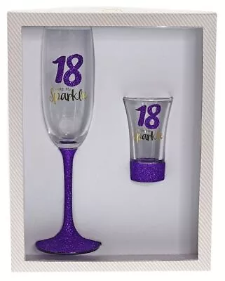 Sparkle Shot & Flute Set Glass - Birthday Gift (18th 21st) • £26.88