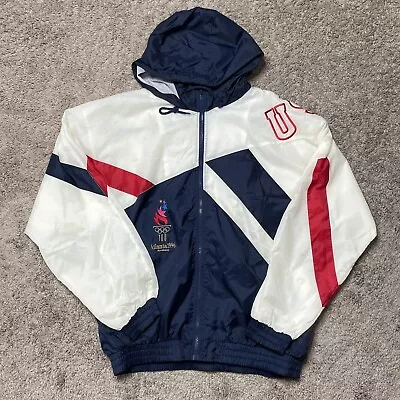 Vintage 1996 Atlanta Georgia Olympics Jacket Hoodie  Coat Large USA Zip Up • $39.99