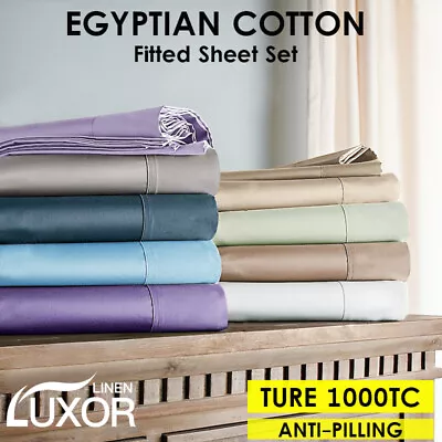 100% Genuine Egyptian Cotton Fitted Sheet Anti-Pilling Bed Set-NO FLAT SHEET • $50