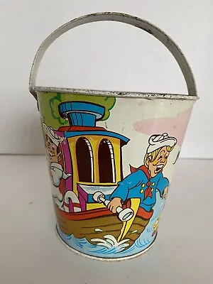 Vintage Ohio Art Tin Litho Sand Pail  How To Fish  • $24.95