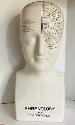Large Scientific Phrenology Head Bust By L.N. Fowler 13” Ceramic VTG Authentic • $25