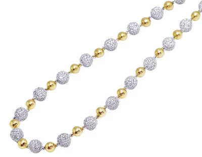 $21139.99 • Buy 10k Two Tone Yellow/White Gold 24 1/2CT Real Diamond Rosary Chain 24  8mm