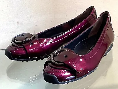 New Women's Burgundy Patent Leather Moccasin Shoes 'Susa' By Kennel&Schmenger • £39