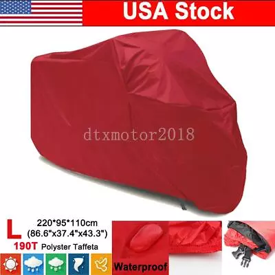 L Red Motorcycle Cover For Winter Outside Storage Snow  Moped All Weather US • $20.90