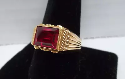 Men's 19K Yellow Gold Ruby?  Ring Size 10.25 5.1 Grams • $320
