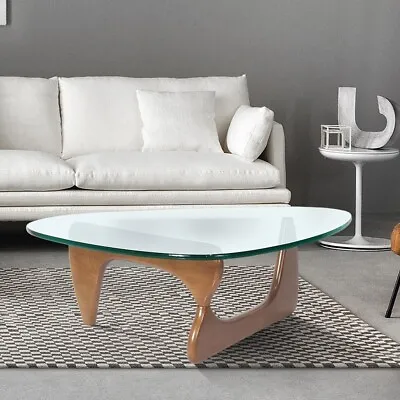 $439 • Buy Triangle Side End Table Modern Coffee Table Solid Wood 19mm Glass Home Furniture