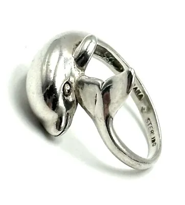 KABANA Vintage Sterling Silver  DOLPHIN Figural Ring Size 7 • $34.99