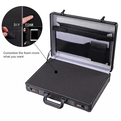 Aluminum Hard Briefcase With Foam Black Protection Business Flight Carrying Case • $70.86