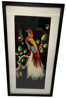 Vintage Mexican Feathercraft Bird Plume Folk Art Cedar Frame Aztec Mythology • $19.99