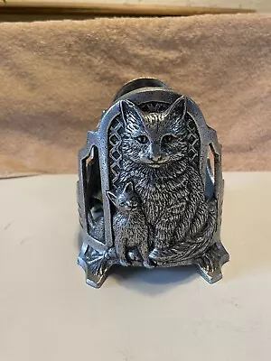 Vintage Carson Pewter Footed Large Jar Cat Candle Holder  Round 5” Tall • $9.99