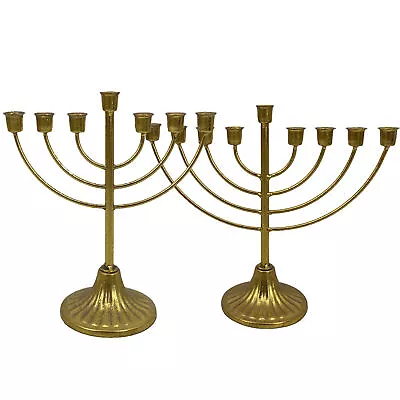 Menorah 9 Branches Gold Anti-Fade Candlestick Holder Hanukkah Candles Gift  • $17.27