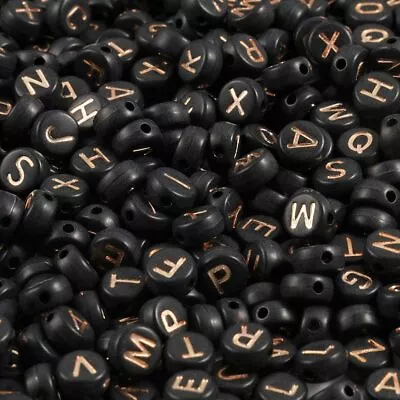 50 Letter Beads Alphabet Beads Rose Gold Black Bulk Beads Wholesale 7mm Mixed * • $4.19