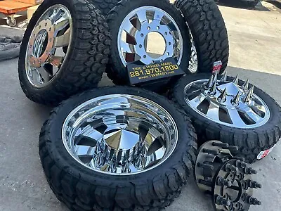 24” CUSTOM CUT ALCOA WHEELS FOR  DUALLY TRUCKS  W/35125024 Tire Caps Adapters • $6400