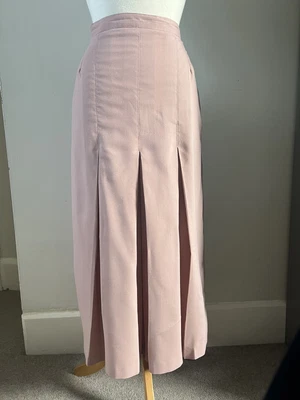 £9.99 • Buy Vintage Charlotte Halton River Island Kick Pleat Maxi Long Skirt Size 10 Pink