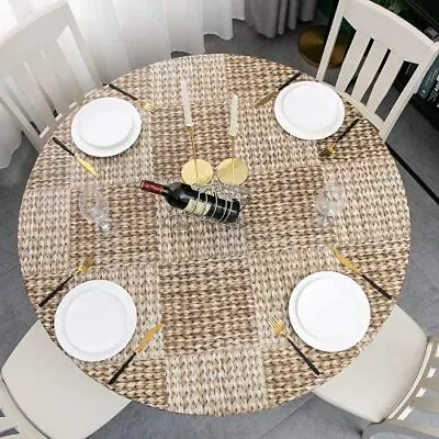 $18.21 • Buy Round Vinyl Elastic Edged Flannel Backed Tablecloth Fitted Table Cover PVC Print