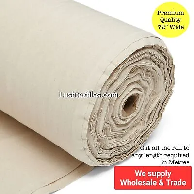 100% Natural Cotton Calico Fabric Plain Canvas Painting Drawing Hand Craft 72  • £4.99