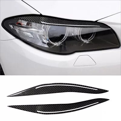 For BMW 5Series F10 2014-2016 Carbon Fiber Headlight Eyelids Eyebrows Cover  • $17.20