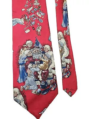 Vtg Dillard's Men's Christmas Necktie Neck Tie Old World Santa Claus 100% Silk • $14.99