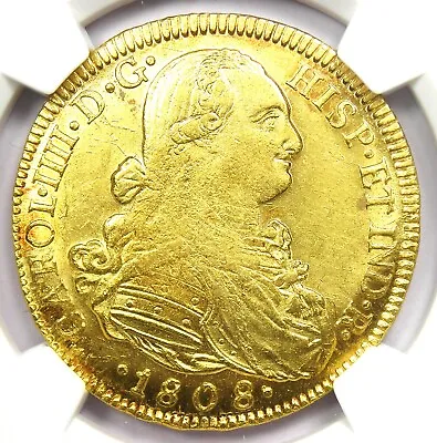 1808 Gold Spanish Colombia Charles IV 8 Escudos Gold Coin 8E - NGC MS61 (BU UNC) • $3928.25