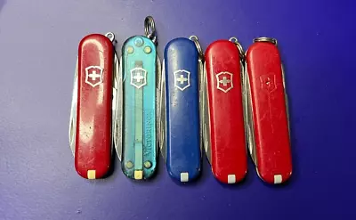 Lot Of 5 Victorinox Classic Sd Swiss Army Knives - Multi Colors And Logos • $25