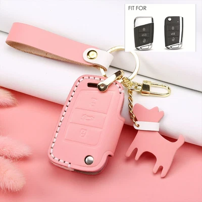 $18.32 • Buy Leather Remote Key Case Cover Holder Shell For Volkswagen Golf Tiguan Passat CC