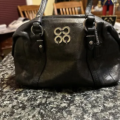 Coach Vintage Black Hampton Leather Small Hobo Handbag Bag Purse Shoulder • $30
