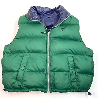 Eddie Bauer Ebtek Goose Down Reversible Puffer Vest Full Zip Mens XL Blue Green • $34.28