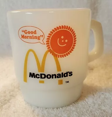 McDonald's Coffee Mug By Anchor Hocking-circa 1970s White Glass- Good Morning  • $4