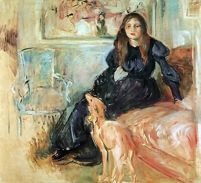 Julie Manet And Her Greyhound Laertes By Berthe Morisot Giclee Repro On Canvas • $49.95