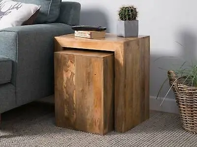 Dakota Natural Mango 2 Cube Nest Side End Table Solid Wood Indian Furniture New • £125.39