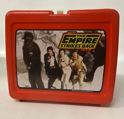 Vintage Star Wars The Empire Strikes Back Red Plastic Lunchbox ONLY (1980) • $24.69