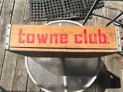 VINTAGE TOWNE CLUB WOOD SODA POP CRATE BOX 17 1/2 X 11 3/4 X 4 1/8 • $20