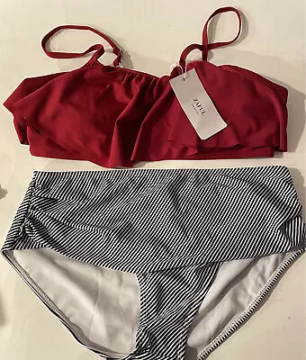 $14.99 • Buy NWT ZAFUL 2-Piece Tankini  Adjustable Flounce Overlay Top Brief Bottom Plus 3XL