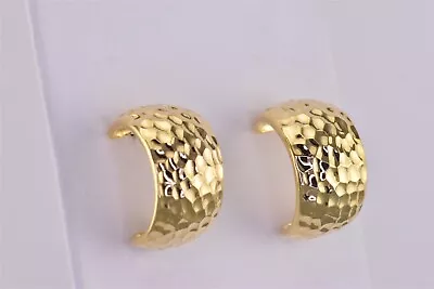 Veronese Gold Sterling Silver 21mm Curved Hammered Italy 925 Post Stud Earrings • $37.50