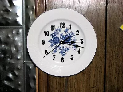 VTG. Enoch Wedgwood Tunstall England Royal Blue Flowers Dinner Plate Clock 10  • $49.25