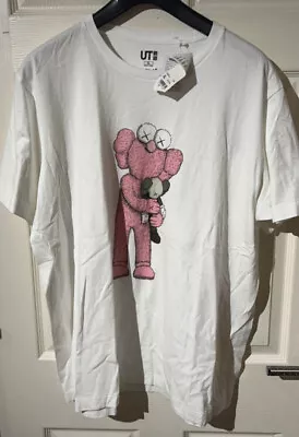 New KAWS X UNIQLO PINK BFF T SHIRT XL ORIGINAL DEADSTOCK RARE SOLD OUT Crew Neck • £49.99