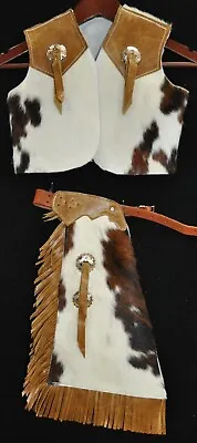 Custom Made Hair On Cowhide Leather Kids Chaps And Vest Set/Made In USA • $185