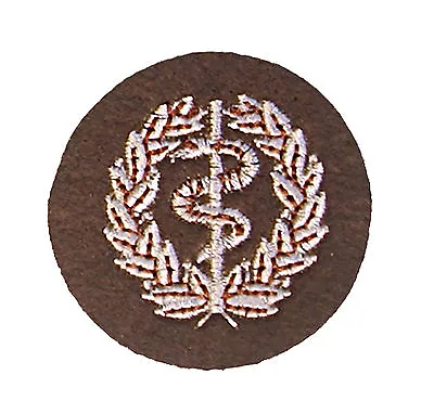 Issue Medic's Badge Colour. Army. Medical Assistants - White On Khaki - Tb36 • £4