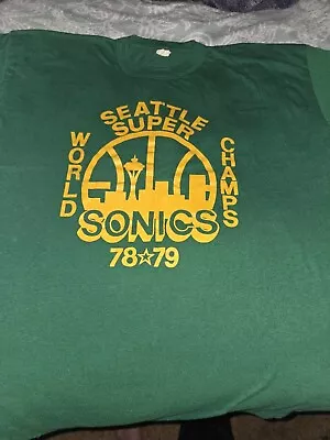 Vtg Seattle Supersonics Shirt Sonics1978 1979 NBA Champs SOFT Thin Stedman LARGE • $75