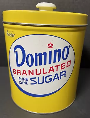 Domino Sugar Yellow Metal Tin Canister JL Clark Amstar USA Vintage NICE! • $22.95